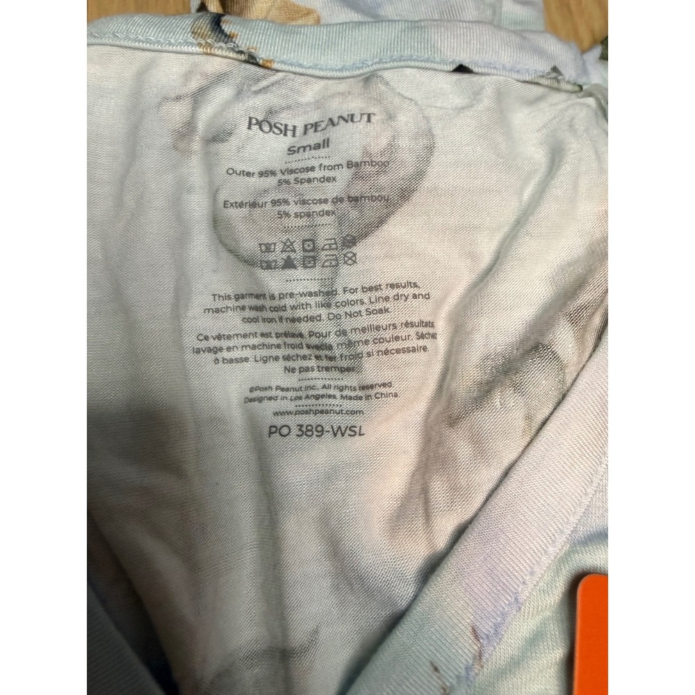 Posh Peanut Womens Dragon Pajama Set Blue Bamboo Viscose Henley Joggers NWT S - Picture 4 of 8